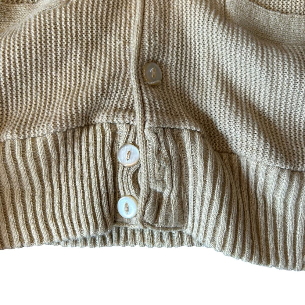 Vintage 70s Acrylic Gold Khaki Cardigan Sz Medium - Picture 6 of 13